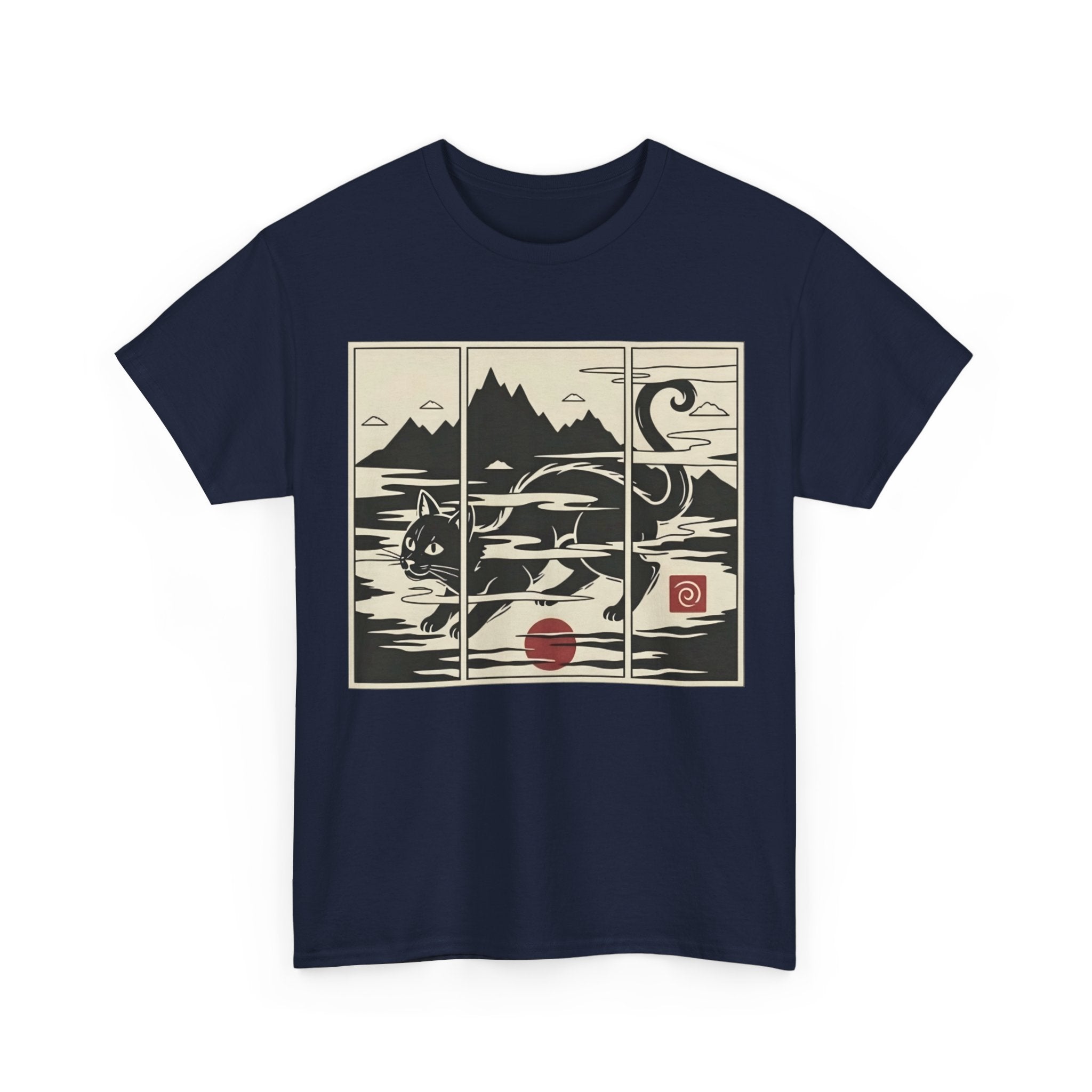 Ukiyo-e Inspired Mist Cat Triptych Tee