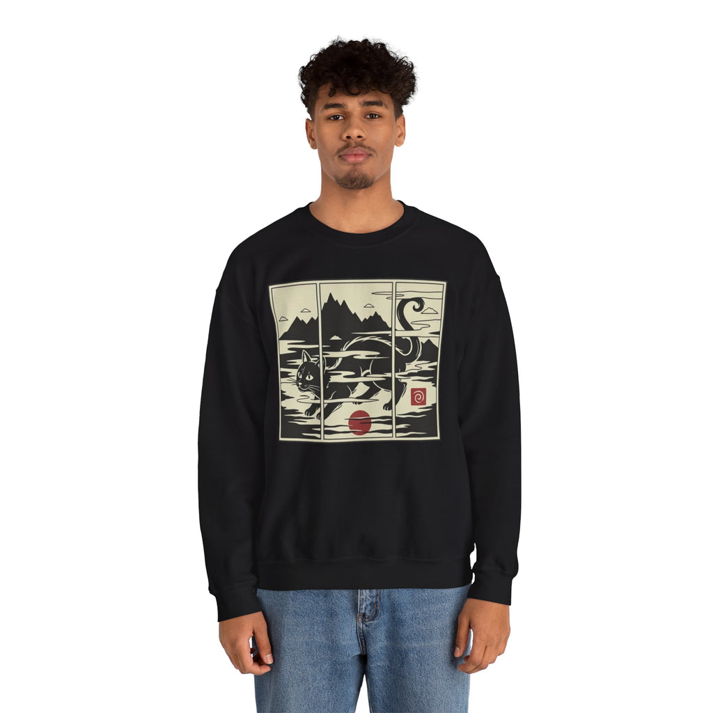 Ukiyo‑e Cat Triptych Crewneck Sweatshirt