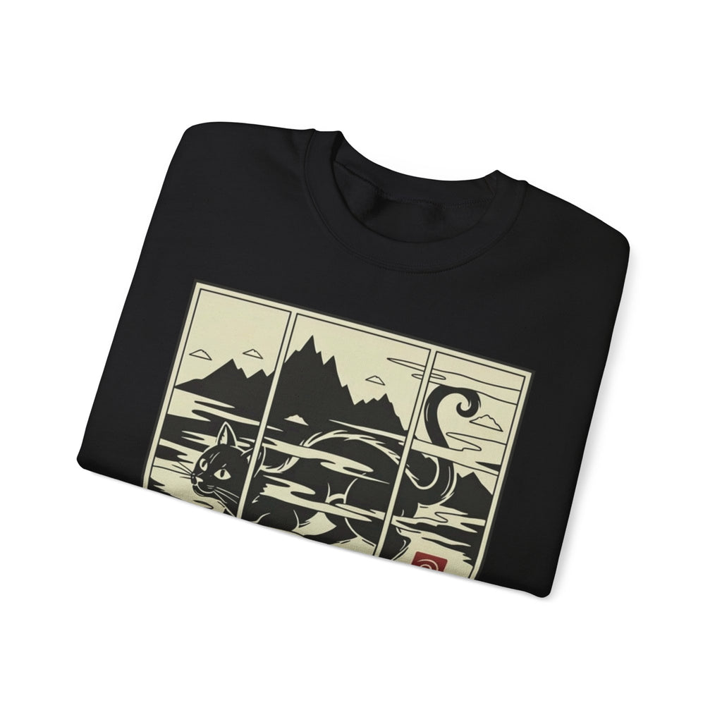 Ukiyo‑e Cat Triptych Crewneck Sweatshirt