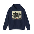 Ukiyo-e -Inspired Hoodie — Cat Mist, Mountains & Red Sun