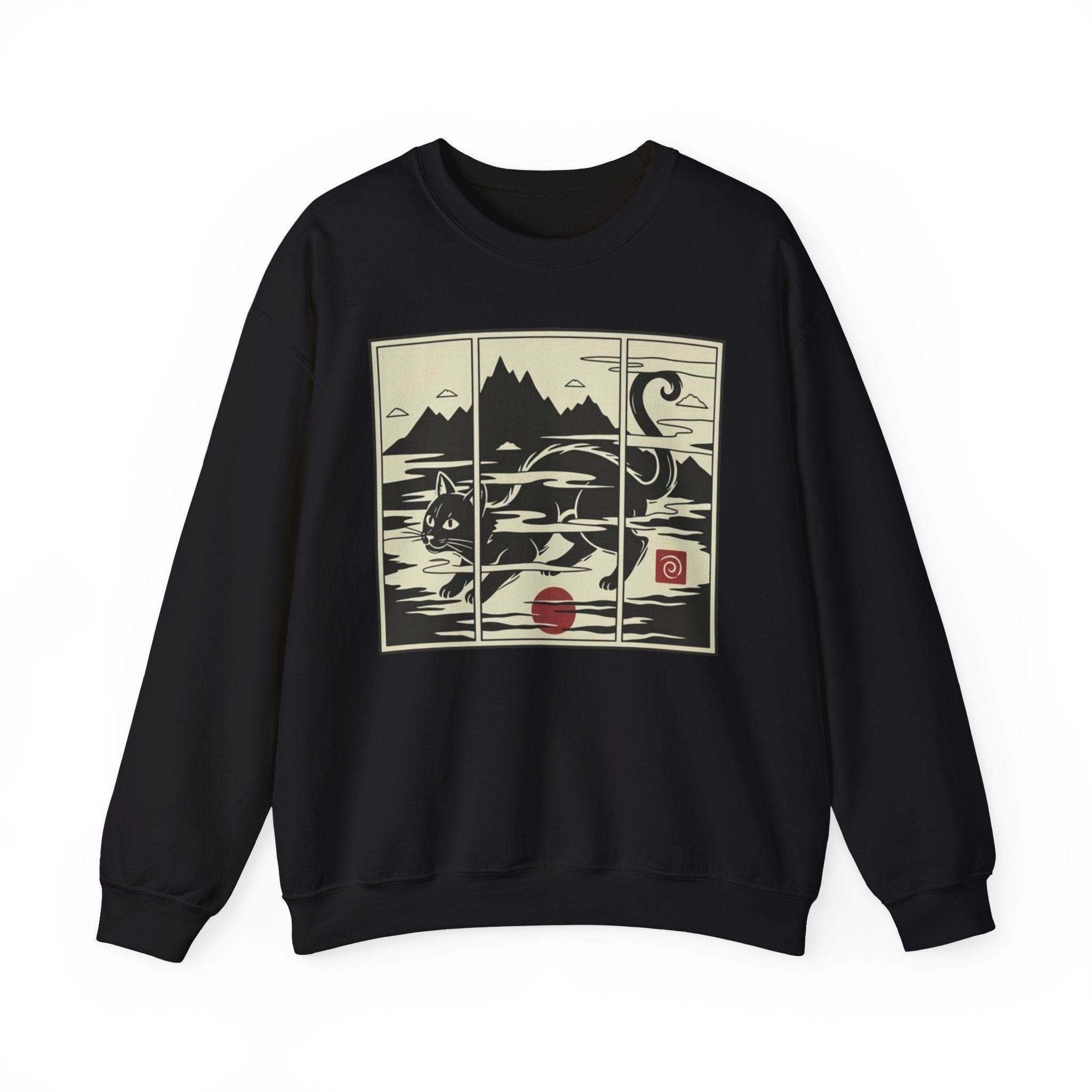 Ukiyo‑e Cat Triptych Crewneck Sweatshirt