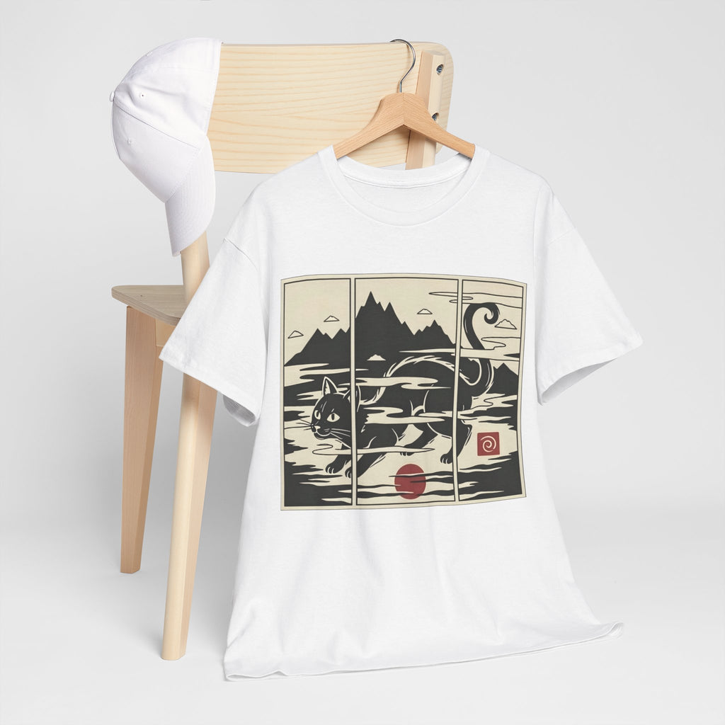 Ukiyo-e Inspired Mist Cat Triptych Tee