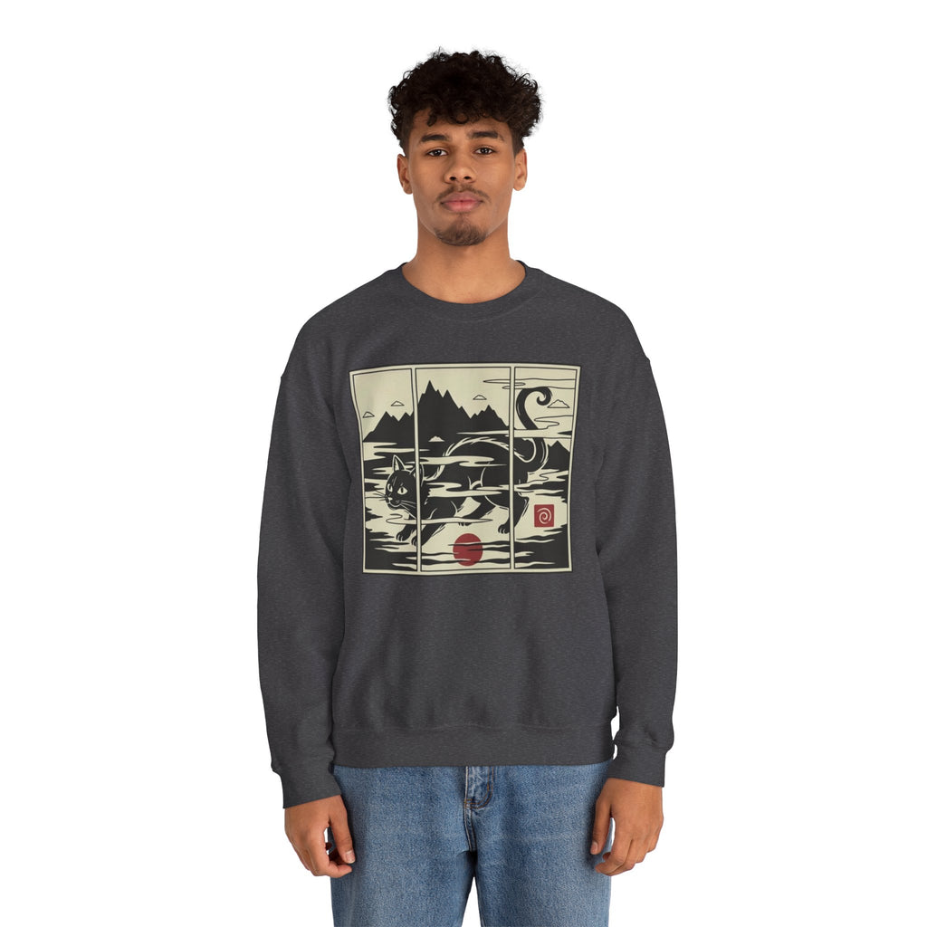 Ukiyo‑e Cat Triptych Crewneck Sweatshirt