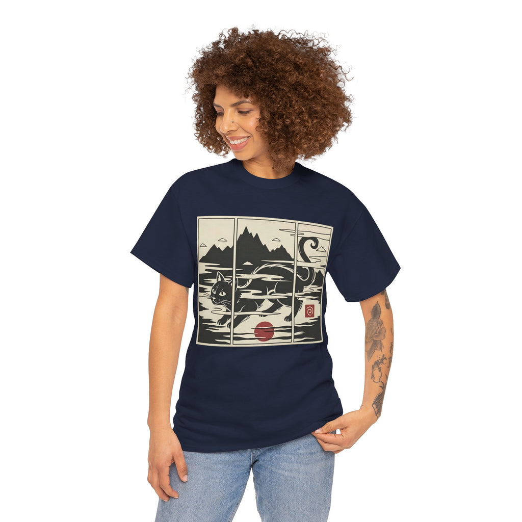 Ukiyo-e Inspired Mist Cat Triptych Tee