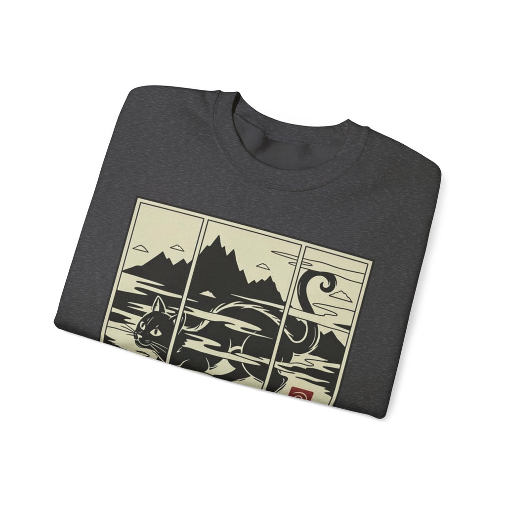Ukiyo‑e Cat Triptych Crewneck Sweatshirt