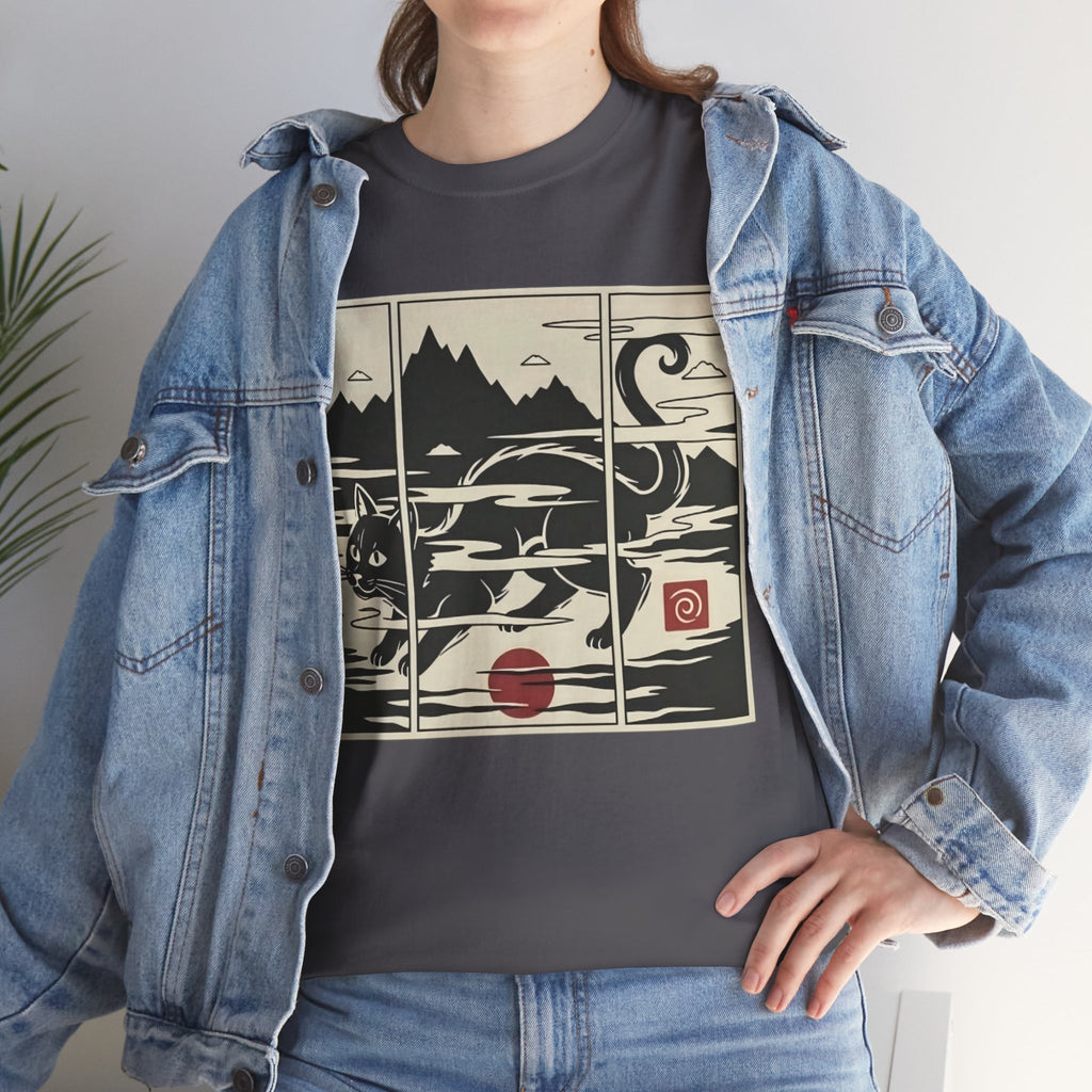 Ukiyo-e Inspired Mist Cat Triptych Tee