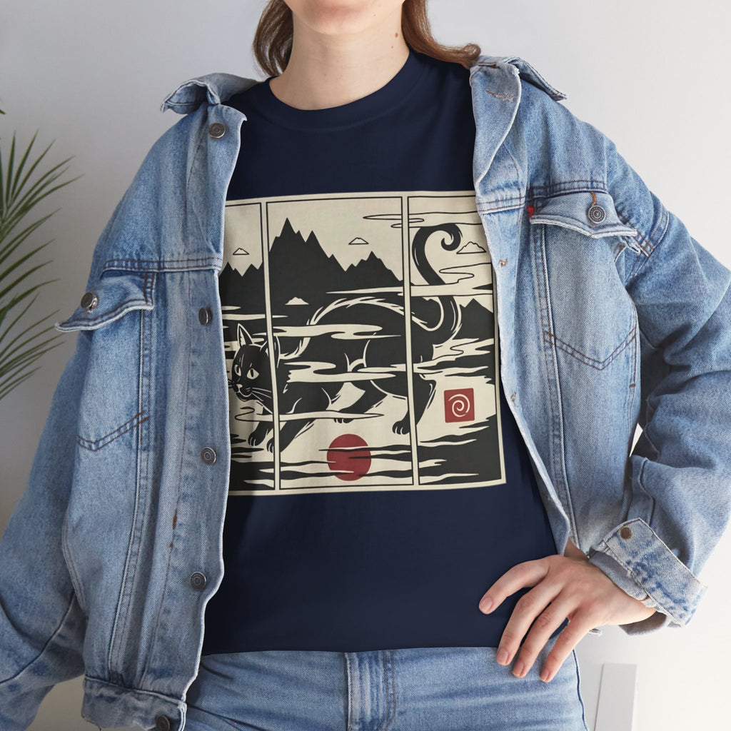 Ukiyo-e Inspired Mist Cat Triptych Tee