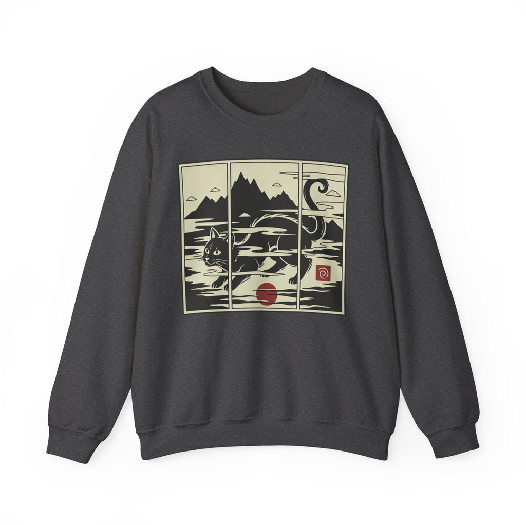 Ukiyo‑e Cat Triptych Crewneck Sweatshirt