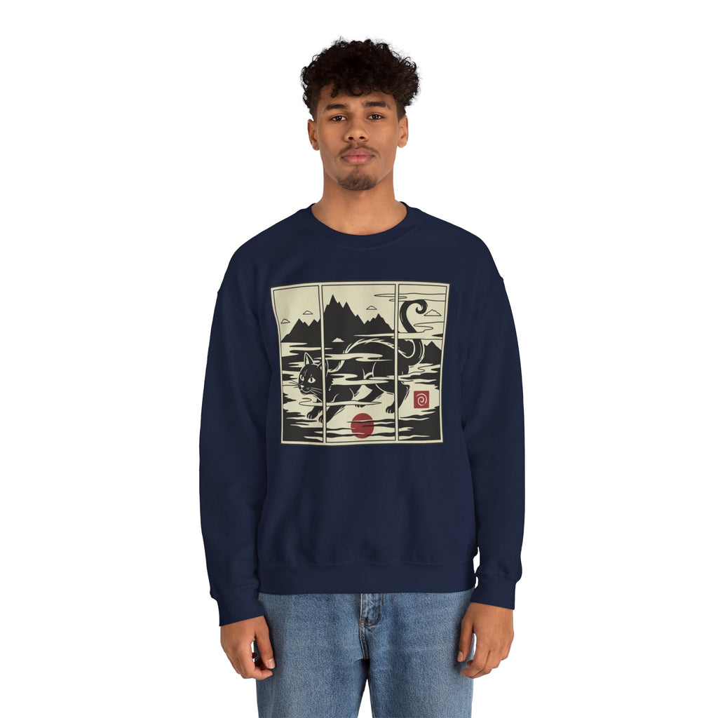 Ukiyo‑e Cat Triptych Crewneck Sweatshirt