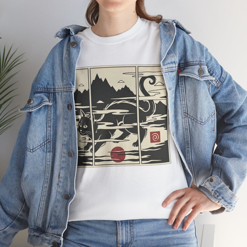 Ukiyo-e Inspired Mist Cat Triptych Tee