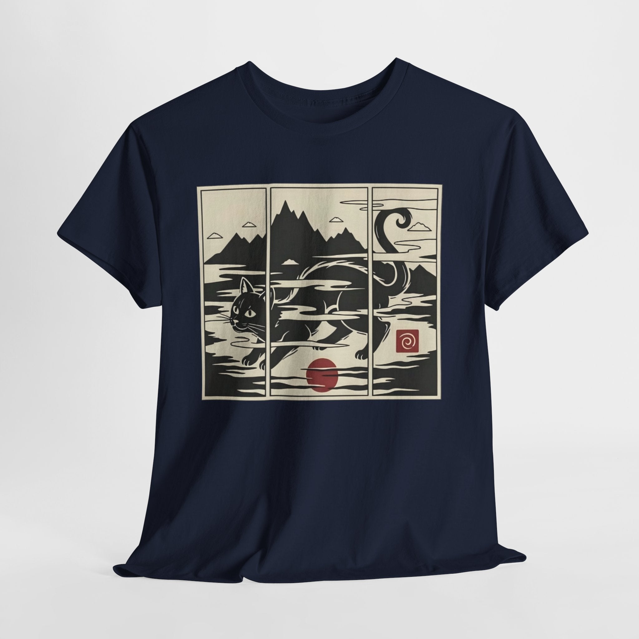 Ukiyo-e Inspired Mist Cat Triptych Tee