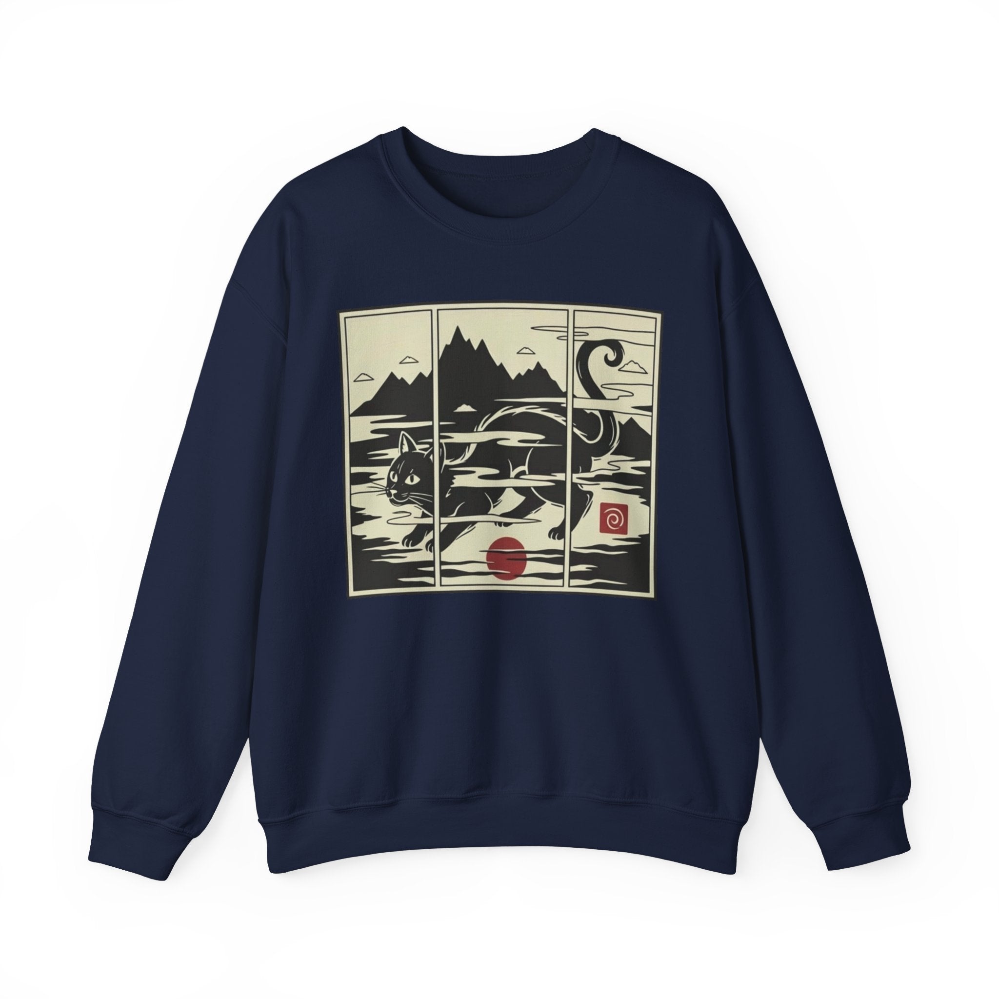 Ukiyo‑e Cat Triptych Crewneck Sweatshirt