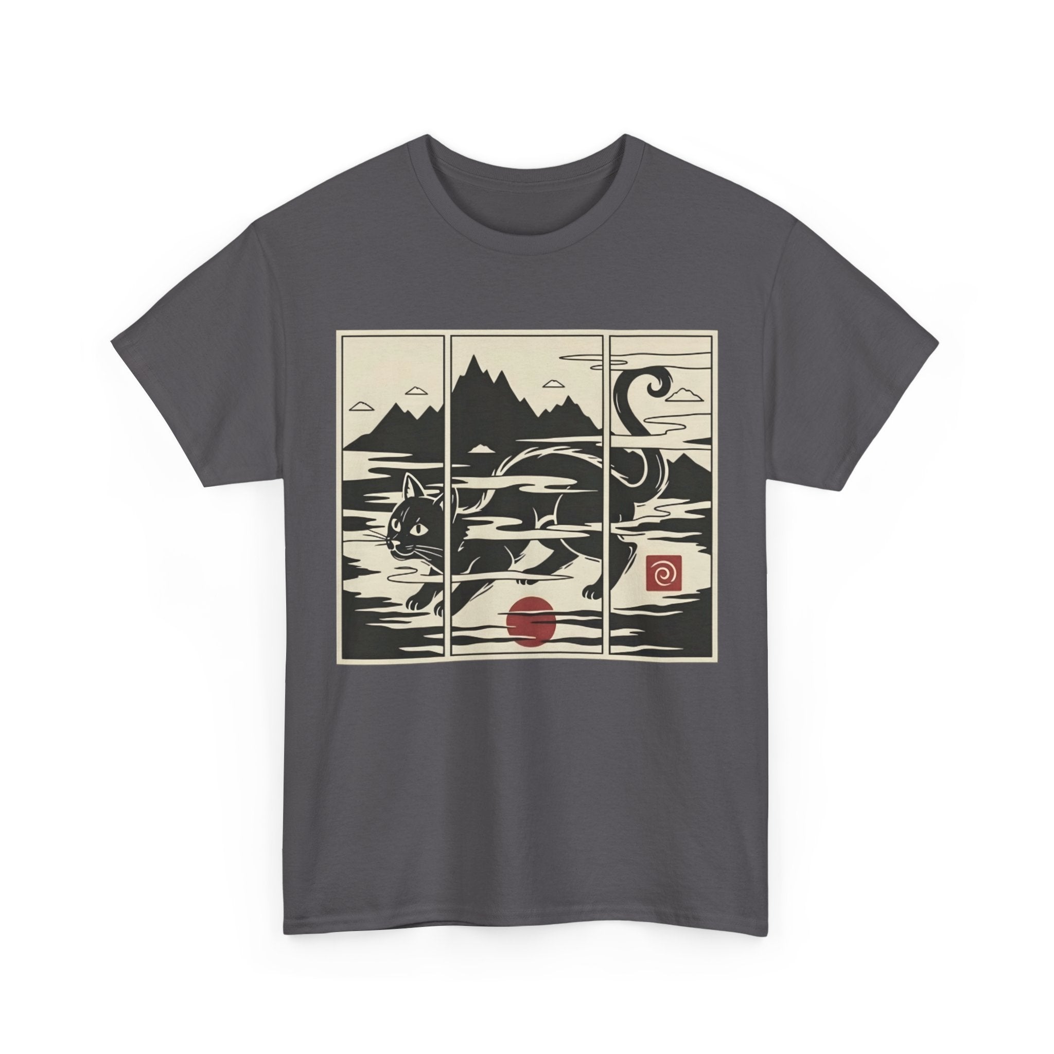 Japanese Woodblock Style Triptych Cat Tee